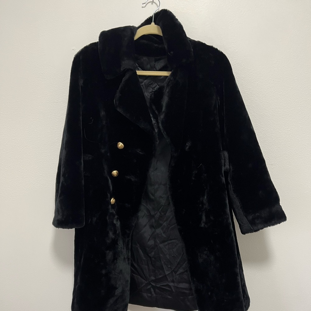 Vintage Black Faux Fur coat